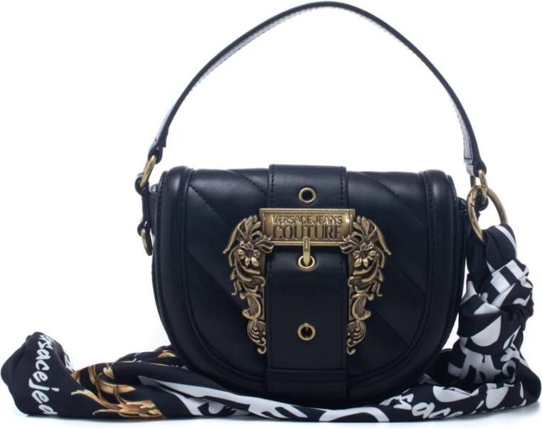 Versace Jeans Couture Gewatteerde schoudertas met schuin motief en afneembare band Black Dames