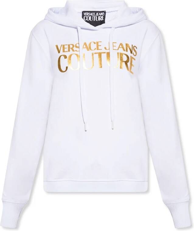 Versace Jeans Couture Dikke lamina logo print hoodie Wit Dames