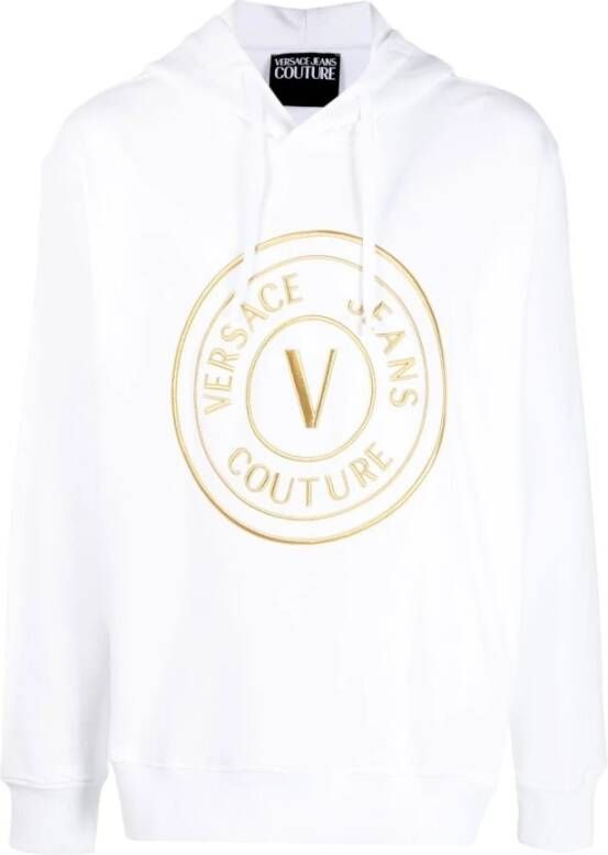 Versace Witte Hoodie met Logo Print White Heren