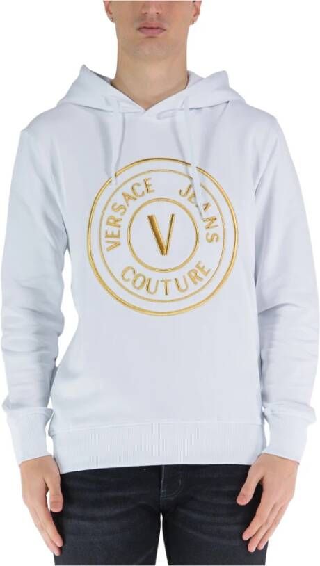 Versace Witte Hoodie met Logo Print White Heren