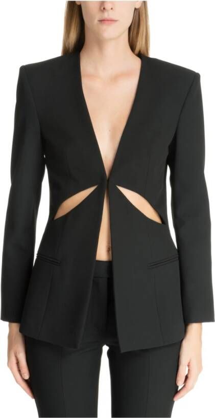 Versace Jeans Couture Winterjas Haaksluiting Effen Kleur Logodetails Black Dames