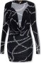 Versace Jeans Couture Zwarte Jurk met Kettingprint en Diepe Halslijn Zwart Dames - Thumbnail 1