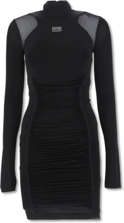Versace Jeans Couture Koreaanse nekschede en lange mouwen met transparante dames 73Hao919-J0007 Black Zwart Dames