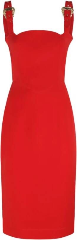 Versace Jeans Couture Barokgesp Mouwloze Midi Jurk Red Dames