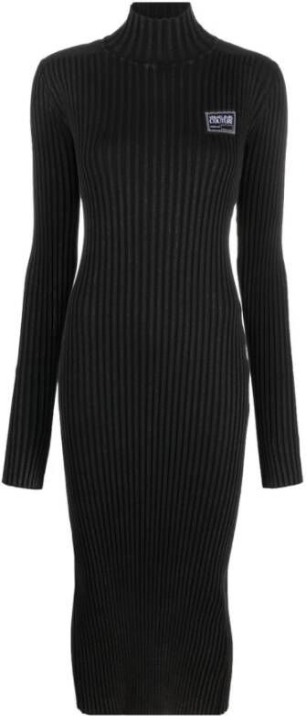 Versace Jeans Couture Zwarte high fashion denim jurken Black Dames