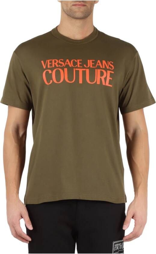 Versace Jeans Couture Katoenen Logo T-shirt Green Heren