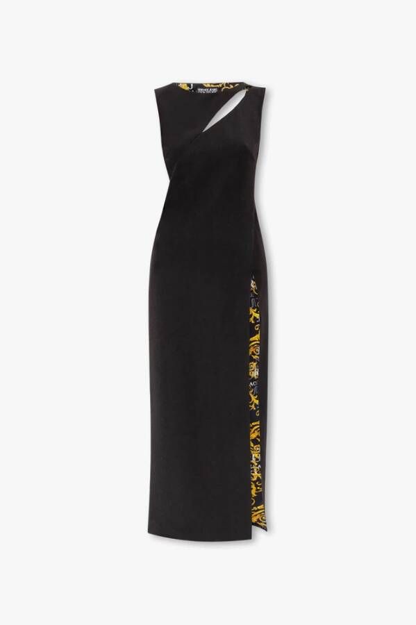 Versace Jeans Couture Zwarte Midi Jurk Moderne en Elegante Stijl Black Dames