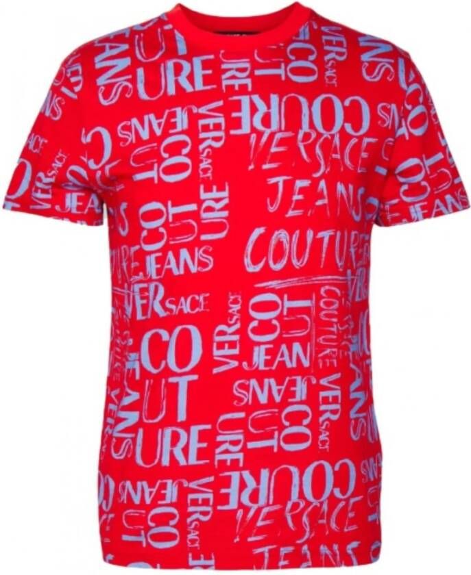 Versace Jeans Couture Rood Logo Print T-shirt voor Heren XL Red Heren