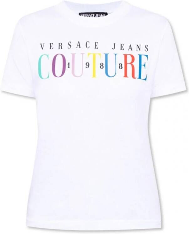 Versace Jeans Couture Multicolor Logo T-shirt voor Dames S White Dames