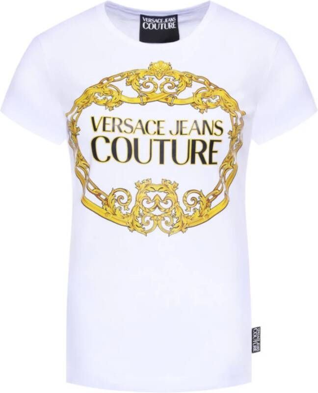 Versace Jeans Couture Witte Dames T-shirt met Maxi Print White Dames