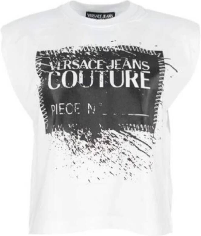 Versace Jeans Couture Katoenen dames T-shirt met gewatteerde bandjes White Dames