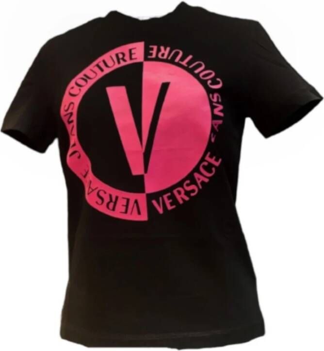 Versace Jeans Couture Zwart Logo Tekst T-shirt M Black Dames