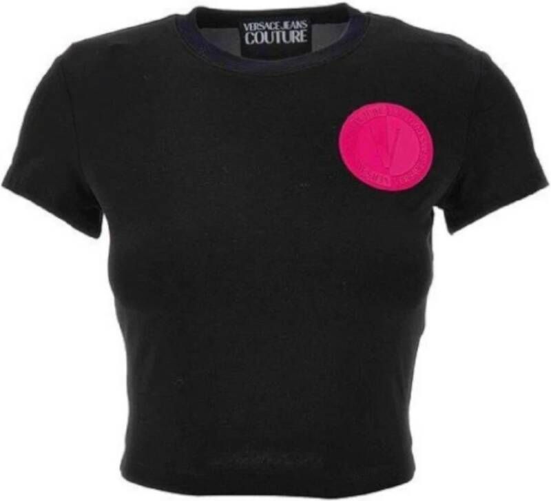 Versace Jeans Couture Dames Logo Lettering Zwarte T-shirt M Black Dames