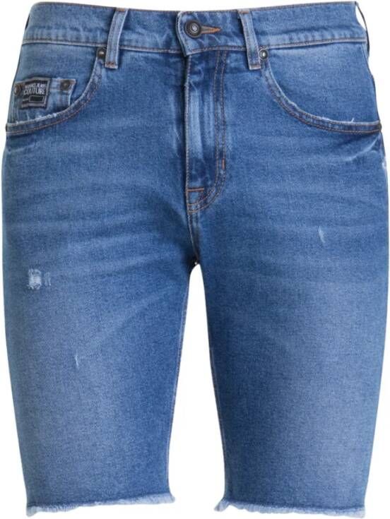 Versace Jeans Couture Denim Slim Fit Shorts voor Heren Blue Heren