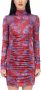 Versace Jeans Couture Rode Paisley Mesh Geplooide Mini Jurk Red Dames - Thumbnail 2