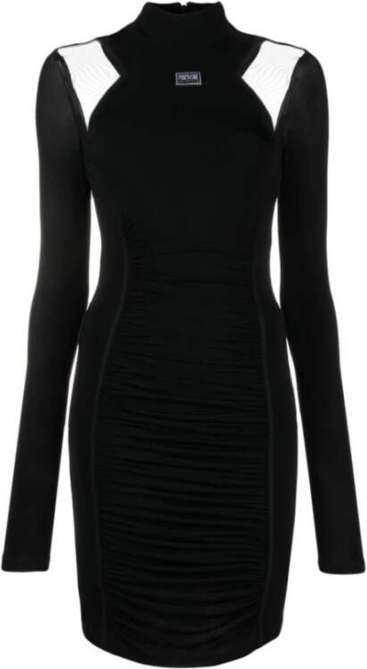 Versace Jeans Couture Koreaanse nekschede en lange mouwen met transparante dames 73Hao919-J0007 Black Zwart Dames