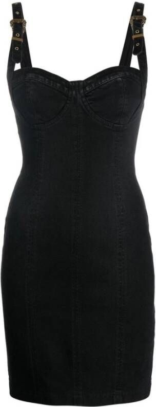Versace Jeans Couture Abito mini scollo a cuore spalline regolabili e zip sul retro donna 73Hao956-Dw040D11 Nero Zwart Dames