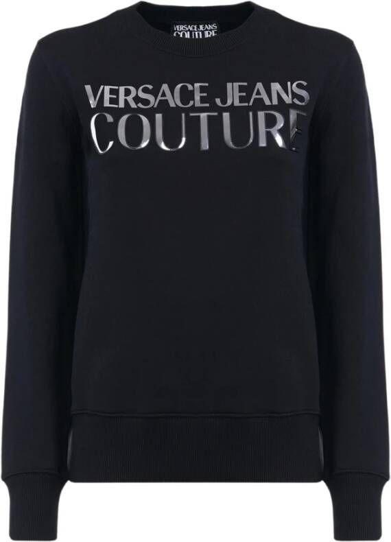 Versace Jeans Couture Logo Crewneck Sweatshirt Zwart Zilver Grafisch Black Dames