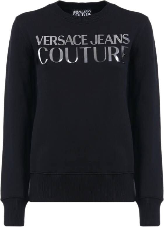 Versace Jeans Couture Logo Crewneck Sweatshirt Zwart Zilver Grafisch Black Dames