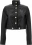 Versace Jeans Couture Zwarte Leren Jas Mantel Black Dames - Thumbnail 1