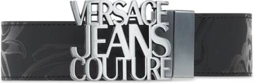 Versace Jeans Couture Lederen riem met logo Zwart Heren