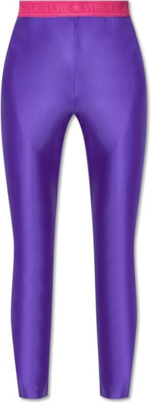 Versace Jeans Couture Stijlvolle Paarse Leggings voor Vrouwen Purple Dames