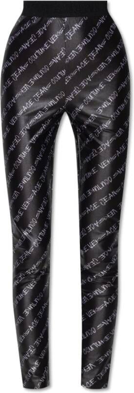 Versace Jeans Couture Signature Skinny Fit Lycra Print Logo Jegging Black Dames