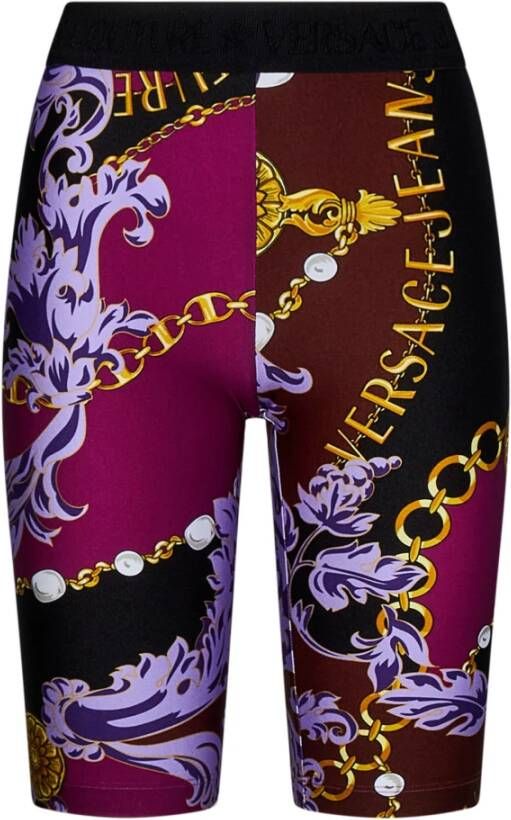 Versace Jeans Couture Stijlvolle Paarse Lange Shorts voor Vrouwen Purple Dames