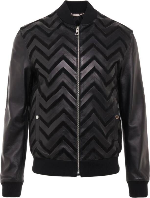 Versace Jeans Couture Leren Collectie Jas Black Heren