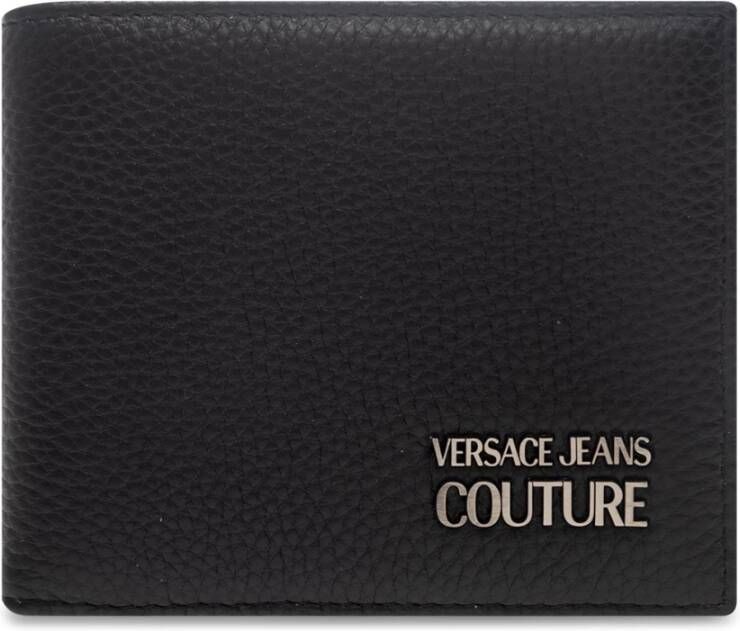 Versace Jeans Couture Zwarte Leren Portemonnee met Logo Design Black Heren