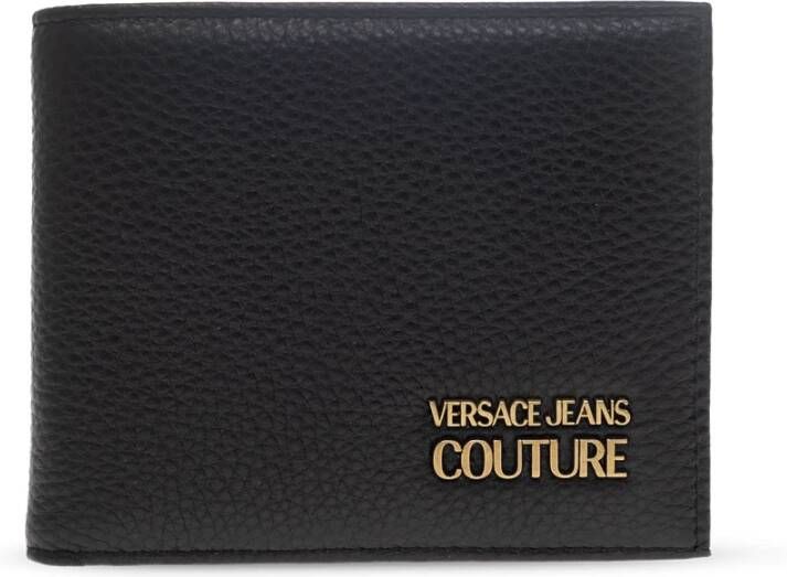 Versace Jeans Couture Leren portemonnee met logo Zwart Heren