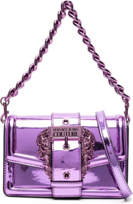 Versace Jeans Couture Handtas met Verstelbare Band en Afneembare Band en Magneetsluiting Pink Dames