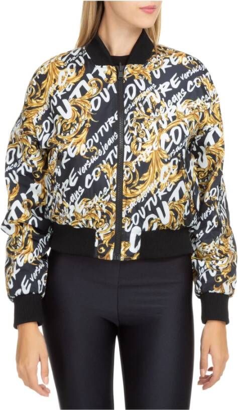 Versace Jeans Couture women& outerwear jacket blouson reversibile Logo Brush Couture Zwart Dames