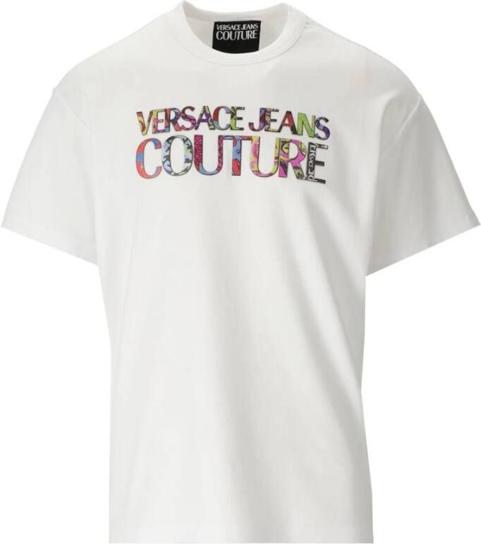 Versace Jeans Couture Logo Kleur Wit T-Shirt voor Heren White Heren