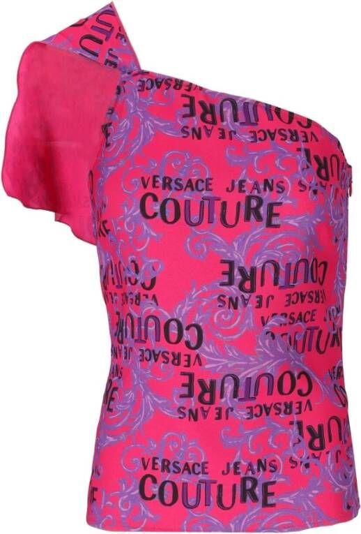 Versace Jeans Couture Logo Couture Fuchsia One-Shoulder TOP Paars Dames