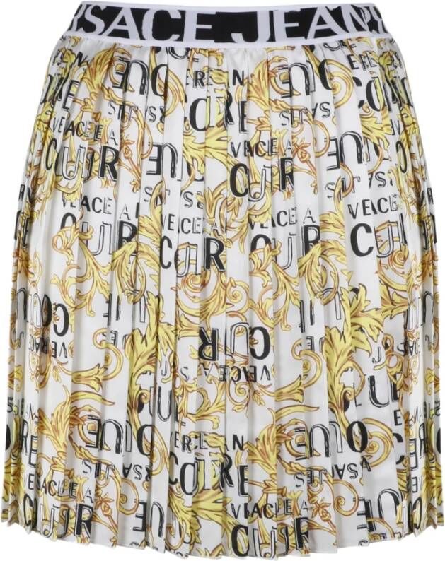 Versace Jeans Couture Logo Couture Pleated Skirt Wit Dames