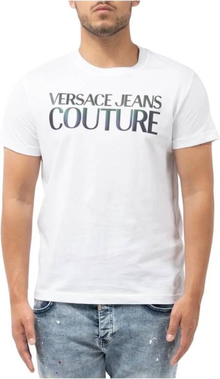 Versace Jeans Couture Logo dik logo benzine T-shirt Wit Heren