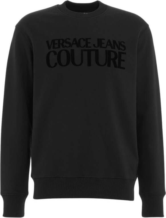 Versace Jeans Couture Logo Flock Sweater Zwart Heren