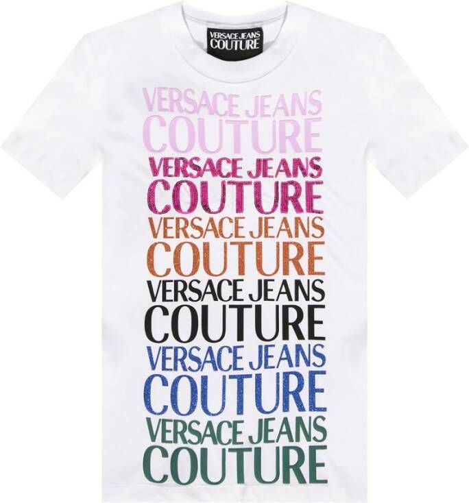 Versace Jeans Couture Logo-gedrukt t-shirt Wit Dames