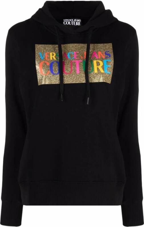 Versace Jeans Couture Logo-geprinte hoodie Zwart Dames