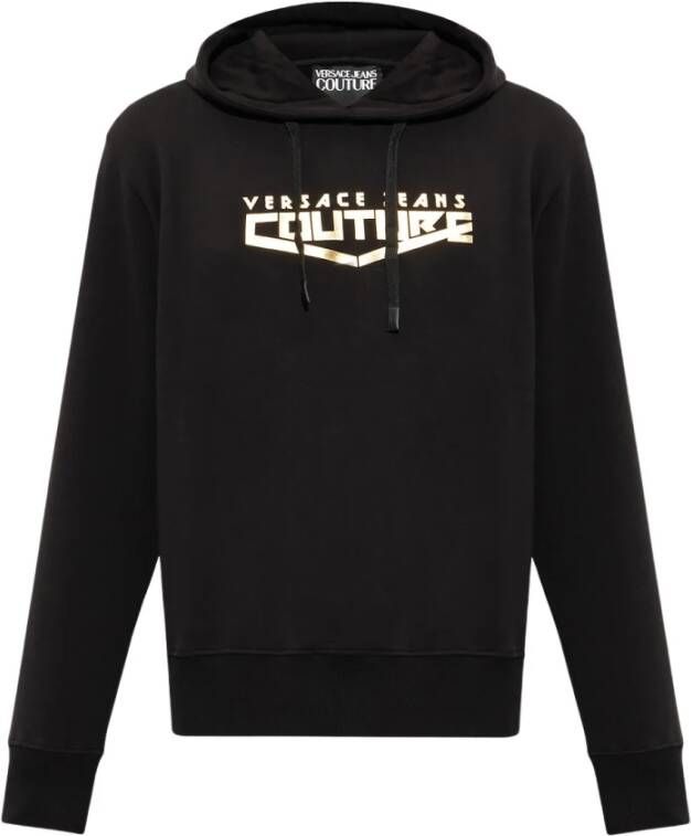 Versace Jeans Couture Logo-geprinte hoodie Zwart Heren