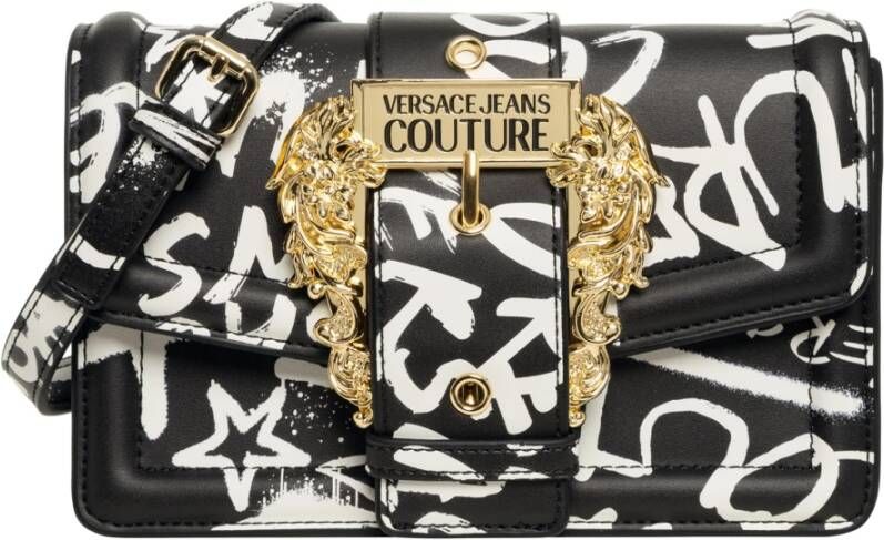 Versace Jeans Couture Zwarte Crossbody Tas met Graffiti Print Black Dames