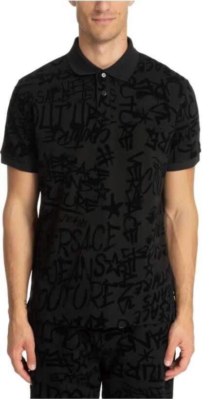 Versace Jeans Couture Logo Graffiti Polo Shirt Black Heren