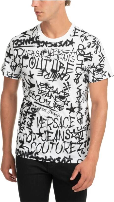 Versace Jeans Couture Logo Graffiti T-shirt Wit Heren