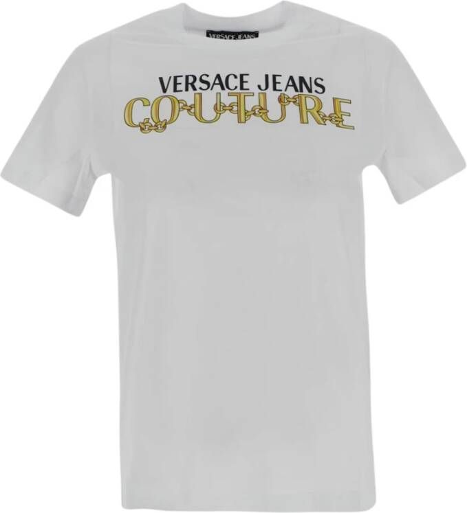 Versace Jeans Couture Logo Print Chain T-Shirt White Dames