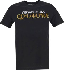 Versace Jeans Couture Logo Print Chain T-shirt Zwart Dames
