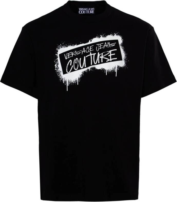 Versace Jeans Couture Zwarte T-shirts en Polos met 98% Katoen Black Heren
