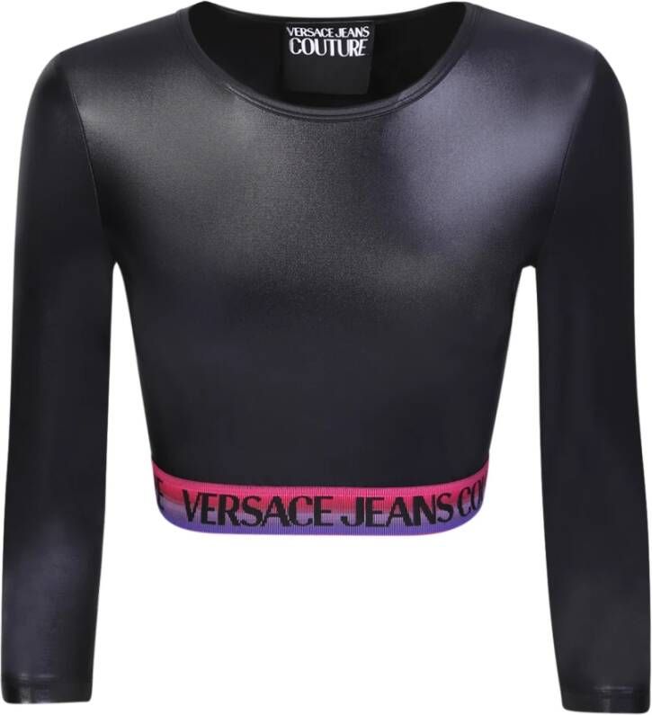 Versace Jeans Couture Logo-Trim Longsleeve Top Black Dames