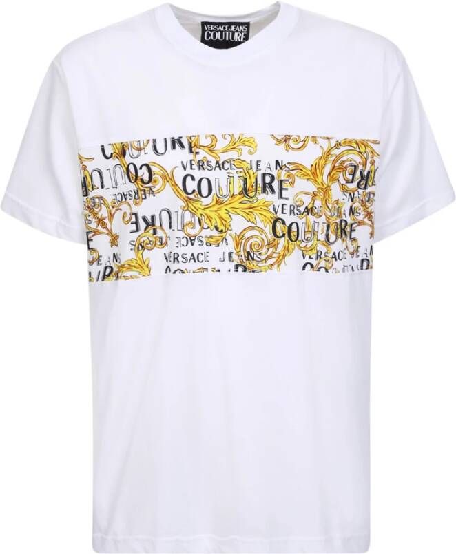 Versace Jeans Couture Luxe Barok Print Wit T-Shirt White Heren