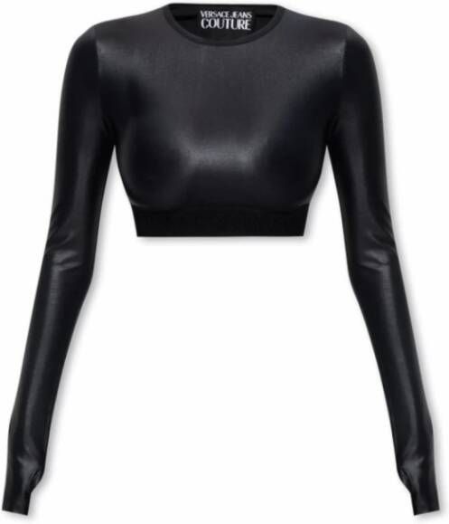 Versace Jeans Couture Zwarte T-shirts en Polos met 98% Katoen Black Dames
